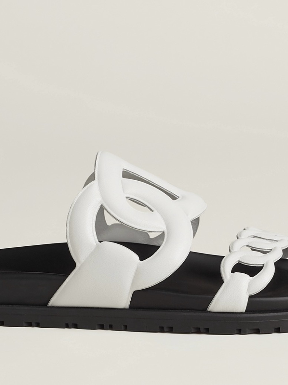 Hermes Extra White Chain-Link Slide Sandals - Picture 4 of 13